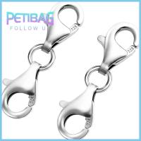 PETIBAG 9mm ครับ เข็มกลัดสร้อยคอสร้อยคอ เงินสีเงิน ปลายคู่แบบคลาสสิก โซ่เครื่องประดับอัญมณี เข็มกลัดสร้อยคอเงิน สำหรับผู้หญิง