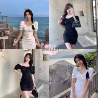 white July?(พร้อมส่งจากกทม มาถึงใน 3-5 วัน)?เดรสผู้หญิงเดรส?เดรสแขนสั้นทรงเข้ารูปเซ็กซี่สำหรับผู้หญิงเปิดไหล่เดรสวินเทจสีดำ