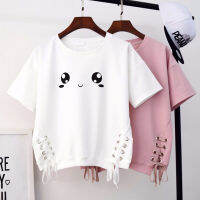 【YY】White Top Funny Graphic T Shirts Women Kawaii Clothes Short Sleeve Korean Style Harajuku Fashion Summer Cute Tops Tshirt Womens