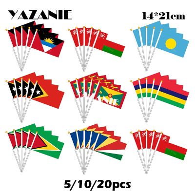 YAZANIE 14x21cm 5pcs Antigua and Barbuda Oman Palau East Timor Grenada Mauritius Guyana Seychelles Polyester Printed Hand Flag