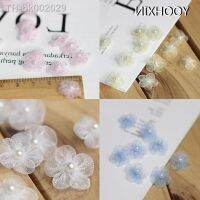 ✢ 5PCS Round 1.5cm 3D Five-petal Pearl flower Sunflower Yarn patches DIY sewing applique dress wedding Hairpin Christmas decor