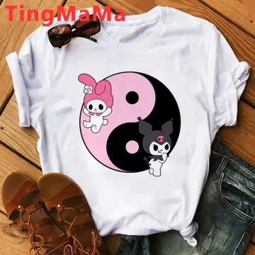 y2k Cartoon kuromi Streetwear Japanese Harajuku Hello Kitty Kawaii Casual  Tops Ulzzang Vintage Loose New T-shirt Female Summer