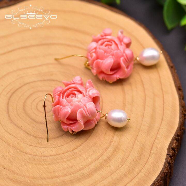 glseevo-handmade-pink-coral-flower-drop-ethnic-earrings-natural-fresh-water-pearl-jewelry-for-women-girls-party-plata-925-ge0927