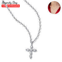 Serenty วันจริง6หิน D สี1.6มิลลิเมตรเต็ม Moissanite ข้ามสร้อยคอสำหรับผู้หญิง100 S925เงินสเตอร์ลิง Crucifix เครื่องประดับ Fine