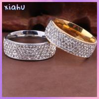 XIAHU 8mm เครื่องประดับ ฝัง ผู้หญิงผู้ชาย เพทายเต็มตัว สแตนเลส แต่งงาน แหวนวง