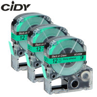 CIDY 3pcs Compatible 12mm black on green SC12GW LC-4GBW9 LC4GBW label tape for KingJim/epson LabelWorks LW300 lw400 SR150 LW-600