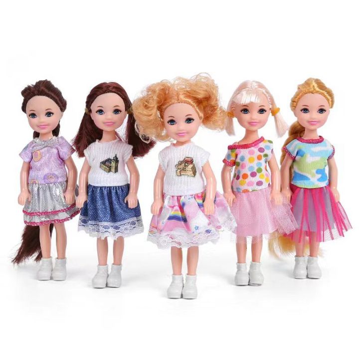 หุ่นขนาดเล็กตุ๊กตาเด็กผู้ชายน่ารักๆรองเท้าตุ๊กตา-gaun-modis-เสื้อผ้าสำหรับตุ๊กตาบาร์บี้ครอบครัว5-5นิ้วมี7รายการ-ล็อต