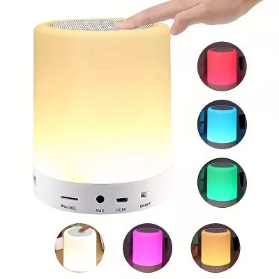 ✸▫☌ Color Night Light Touch USB Rechargeable RGB Lamp Dimmable Portable Table Lamp Wireless Bluetooth Speaker For Kid Gift