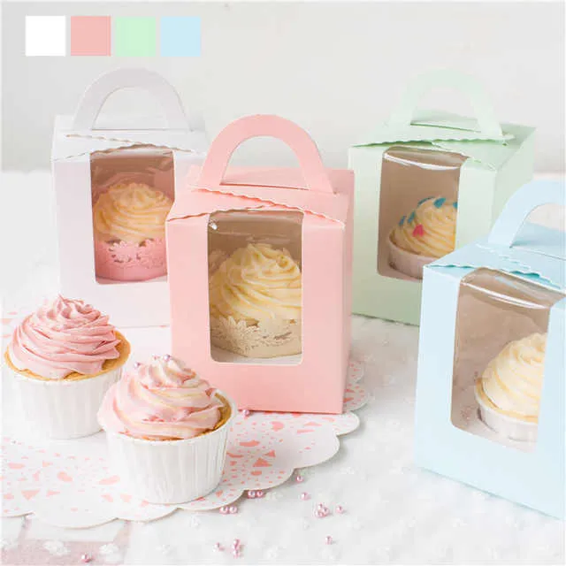Premium Vector | Cupcake box packaging die cut template design. 3d mock-up