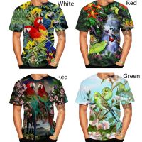 ฤดูร้อนผู้ชายสบายๆ3D พิมพ์ Parrot เสื้อยืดดอกไม้ Tees Hip Hop Tee Brid 3D พิมพ์ Cool Tops