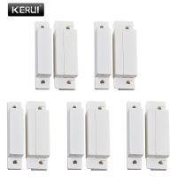 KERUI 5pcs/lot Wired Door Sensor 433Mhz Magnetic Sensor Switch Wired Door Detector Work With PTSN GSM Alarm System Household Security Systems Househol