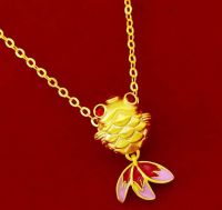 จัดส่งรวดเร็ว! ราคาถูก! สร้อยคอทองคำแท้18K Gold Necklace Women Gold Fish Pendant Necklace