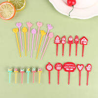 Christmas gift Christmas gift Christmas gift Warm Light Light 5pcs/9pcs Cute Cartoon Christmas Fruit Fork Kids Snack Dessert Picks Tookpick