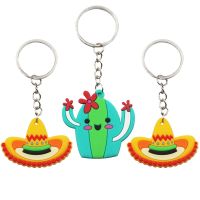 1pcs Mexico Hat Keychain Cactus Hot Dog Horse Guitar PVC Pendant Backpack Car Key Ornament Pendant Small Gift Metal Keychain