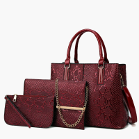 Luxury 3 Pcs Set Women Tote Bag Top Quality Snake Skin PU Leather Shopper Handbags and Purses Female Top Handle Bag 2022 New