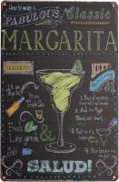 Tin Metal Wall Sign Decor  How To Make A Fabulous Classic Margarita  Retro Vintage Decor 12" x 8"  Fun Decoration for Home Kitchen Bar Restaurant Garage  Cocktail Recipe Poster Plaque