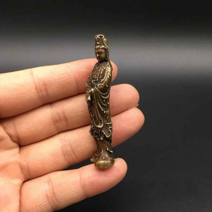 ทองแดงจีนแกะสลักทองแดงบริสุทธิ์พระพุทธรูปรูปปั้น-guan-yin-handing-ขงจื๊อคลาสสิกหนังสือ-kwan-yin-ประณีตรูปปั้นขนาดเล็ก