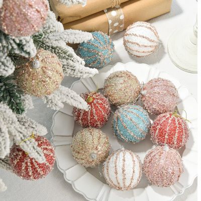 2022 Creative Sequin Pearl 8cm Xmas Ball Christmas Tree Decoration Pendant Colorful Ball Christmas Decoration Hanging Ball Noel