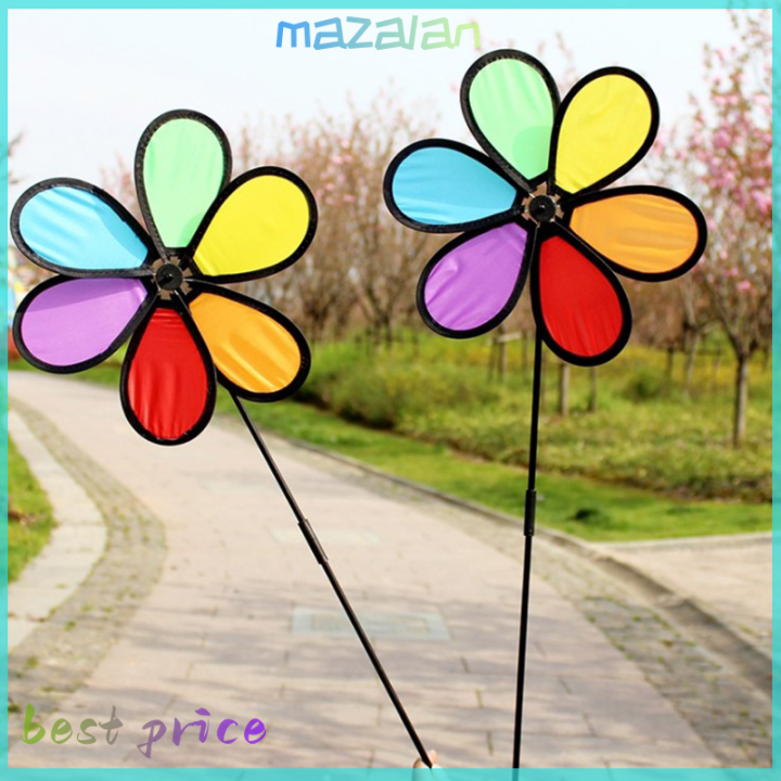 mazalan-ใหม่สีสันสายรุ้ง-dazy-flower-spinner-wind-garden-yard-ตกแต่งกลางแจ้ง