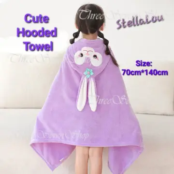 Kids Hooded Bath Towels Soft Microfiber Baby Towels Purple Owl 