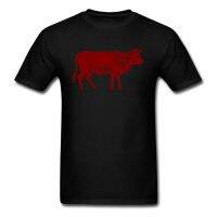 Bull Print Men T-shirt Black Red 100% Cotton Fabric Short Sleeve O-neck Tee Shirt Cartoon Animal Custom Tops Company  FSF8