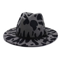 felted women hats print cow belt band fedora hats casual luxury outdoor formal black white jazz caps panama winter fedora hats