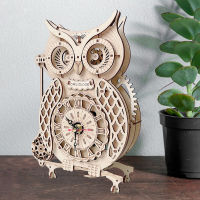 3D DIY Wood Puzzle Jigsaw Owl Clock Model Set Mechanical Gear Creative Assembled Education Puzzle Toys Gifts