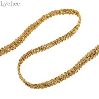 Lychee Life 10 Yards Gold Centipede Lace Trim Clothing Curved Edge Sew Webbing DIY Braided Ribbon Lace Trim Pipe Fittings Accessories