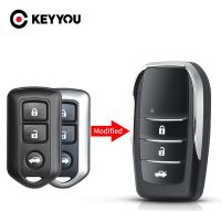 KEYYOU ปลอกหุ้มกุญแจรีโมตดัดแปลง3ปุ่มสำหรับ Toyota Camry Highlander Prado Highlander ยาริสวีออส2008 2009 2010 2011 +