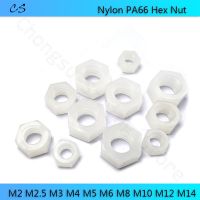 DIN934 Hex Nut M2 M2.5 M3 M4 M5 M6 M8 M10 M12 M14 White Nylon PA66 Plastic Hexagon Nuts Heat Insulation for Bolt Screws