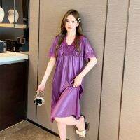 --SY23726◐☢ -border Xia si ghtdress ladies large size sexy jamas short-sed lace swg sgle loose home