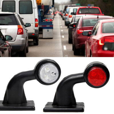 โคมไฟ LED ติดขอบรถบรรทุกรถพ่วง,จำนวน2ชิ้นไฟสีขาวสีแดงโครงร่างแสดงสถานะสำหรับรถบรรทุกรถตู้คาราวานแสดงตำแหน่งพร้อมกรอบจอดรถ