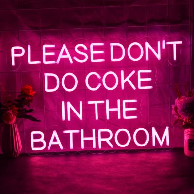 Please Dont Do Coke in The Bathroom Neon Sign LED Neon Light for Bathroom Wall Decor Man Cave Sign Wall Art for Bar Home 18x12";