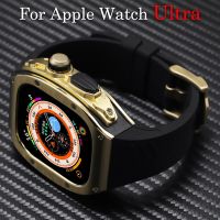 Luxury Stainless Steel Case Modification Kit for Apple Watch 8 Ultra Rubber Band IWatch Series 8 49mm Sport Bracelet Refit Mod Straps