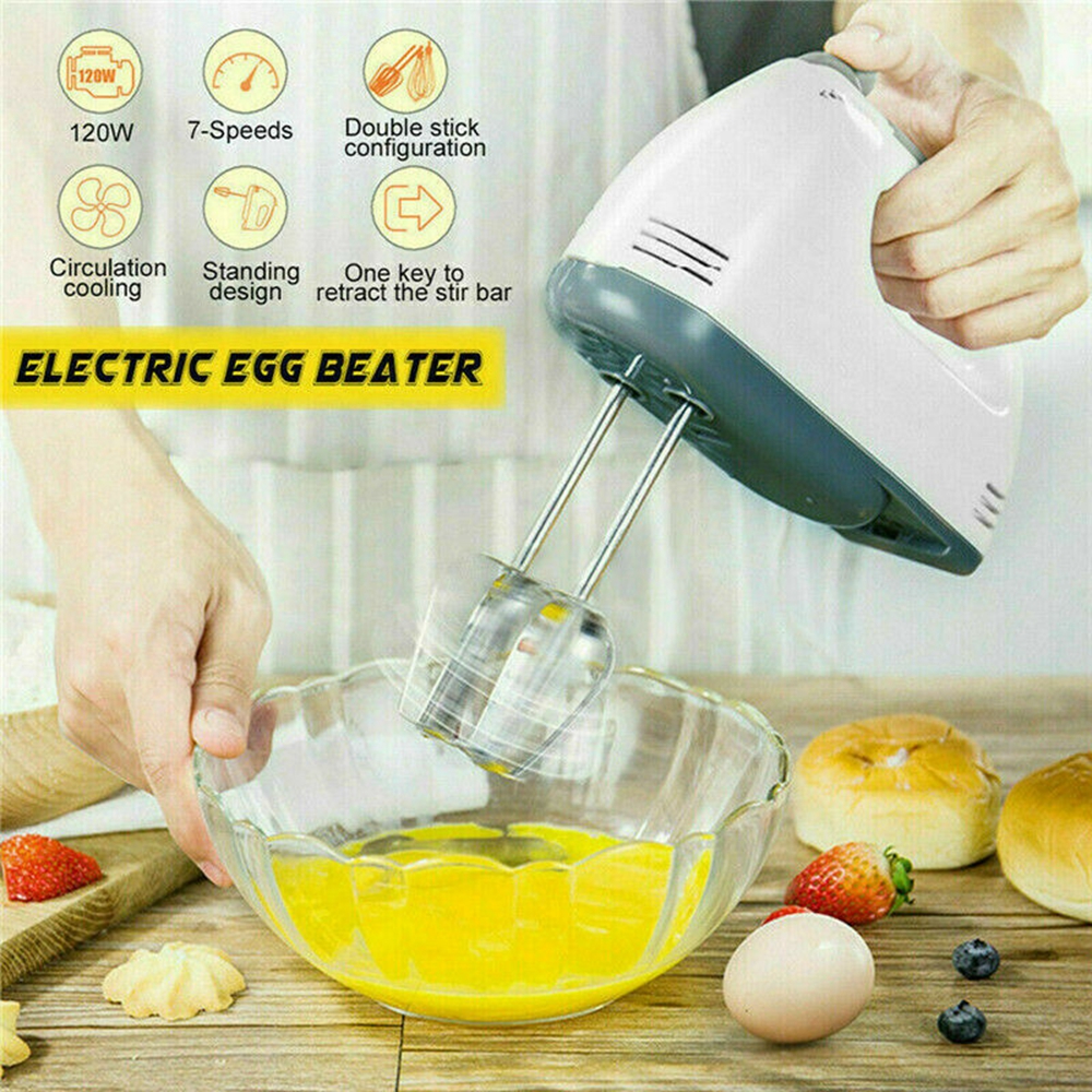 Hand Mixer Electric 7-Speeds Lightweight Powerful Hand-Held Electric Mixer Cakes Dough Sticks and Egg Sticks for Baking Portable Kitchen Mixer Stainless Steel Egg Whisk with Egg White Separator 