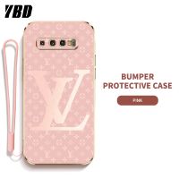 YBD LV ซิลิกาเคสโทรศัพท์เจลที่มีสายคล้องสำหรับ Samsung Galaxy S8 Plus S8+ S9 Plus S9+ S10 Plus S10+ เคสบางพิเศษพร้อมป้องกันเลนส์