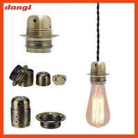 DANGL โลหะผสมชุบโลหะ ที่ใส่หลอดไฟ E27เอดิสัน แกนเซรามิกส์ อุปกรณ์เสริมแสง DIY ฐานโคมไฟสกรู เรโทร ฟันเต็มรูปแบบ หัวโคมไฟแบบล็อคในตัว บ้านในบ้าน