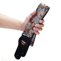 ROCKYOU Cotton Embroidery Bear Cartoon Bohemian Style Guitar strap with PU Leather end