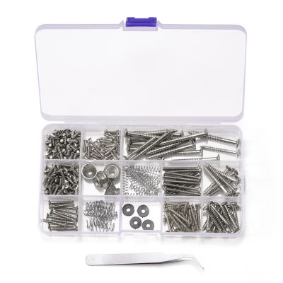254Pcs/Lot Guitar Screws Kit Replacement Accessories for Back Plate Mount Assortment with Storage Box for Electric Guitar DIY Tools , Gold
