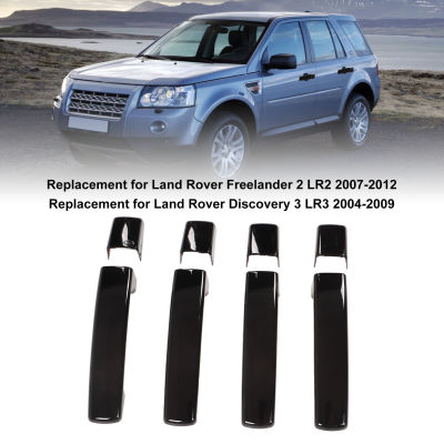 รถที่จับประตูด้านนอกสีดำฝาครอบมือจับด้านนอกสติกเกอร์สำหรับ Land Rover Freelander 2 Discovery 3 LHD