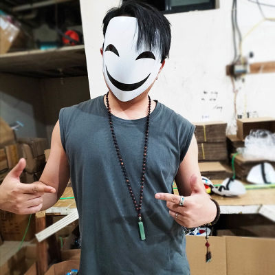 Leech Smiley Mask ฮาโลวีนสยองขวัญแบนโจตัวตลกเต็มหน้าหญิง Pitch Black Bullet Mask Party Prop Hokage