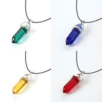 【YF】✷  Hexagonal Column Necklaces Turquoises Pink Pendent Necklace Leather Chain Stone Choker Jewelry