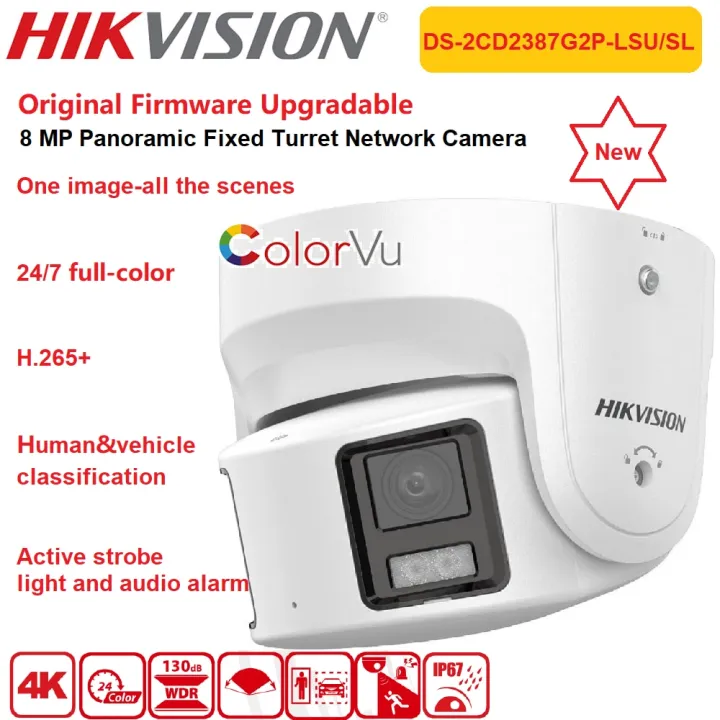 Hikvision IP Camera DS-2CD2387G2P-LSU/SL 8 MP Panoramic Colorvu Fixed ...