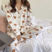 [Malaysia Ready Stock] Women Bear Long Sleeves Sleepwear Set Baju Tidur Comel Baju Tido Cute Pyjamas Nightwear 可爱熊睡衣套装