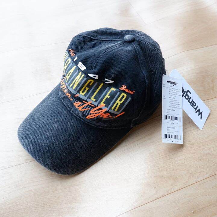 หมวก-หมวกแก๊ป-cap-hat-หมวกยีนส์-wrangler-แท้-100-รุ่นนี้ยังวางขายใน-ฟรีไซส์-ปรับขนาดด้านหลัง