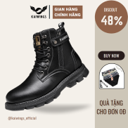 Giày Boot Nam Cổ Cao Da Bò Thật Khóa Kéo Hàn Quốc KAIWINGS Giày Bốt Nam