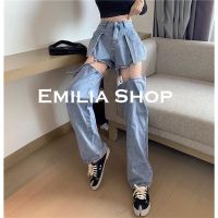 EMILIA SHOP กางเกงขายาว กางเกงเอวสูง กางเกงขายาวผู้หญิง 2022 ใหม่ ES220035 ass