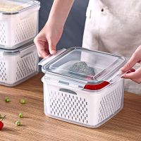 3PCS Kitchen Storage Basket Container Refrigerator Storage Box Fridge Fresh Kitchen Organizer Vegetable Fruit Boxes Drain Basket