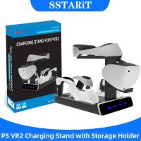 SSTARiT FC-PVR2-003 PlayStation PS VR2 Sense ขาตั้งที่ชาร์จคอนโทรลเลอร์สำหรับ PS5 Gamepad แว่น VR VR ชุดหูฟัง Holder แท่นวางมือถือพร้อมสายชาร์จ Charger ชุด PS5 VR 2 Kickstand Desktop แท่นชาร์จ P5 Handle แท่นชาร์จ