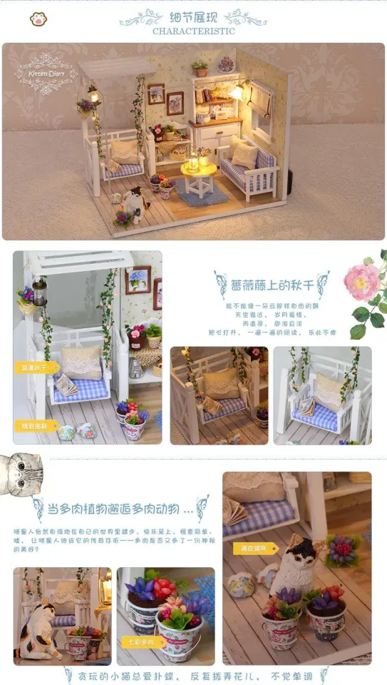 Gift Dollhouse Miniature DIY House Kit Creative Room with